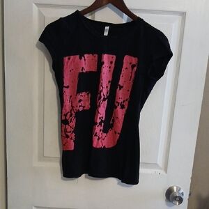 Black T-Shirt with Pink Graphic